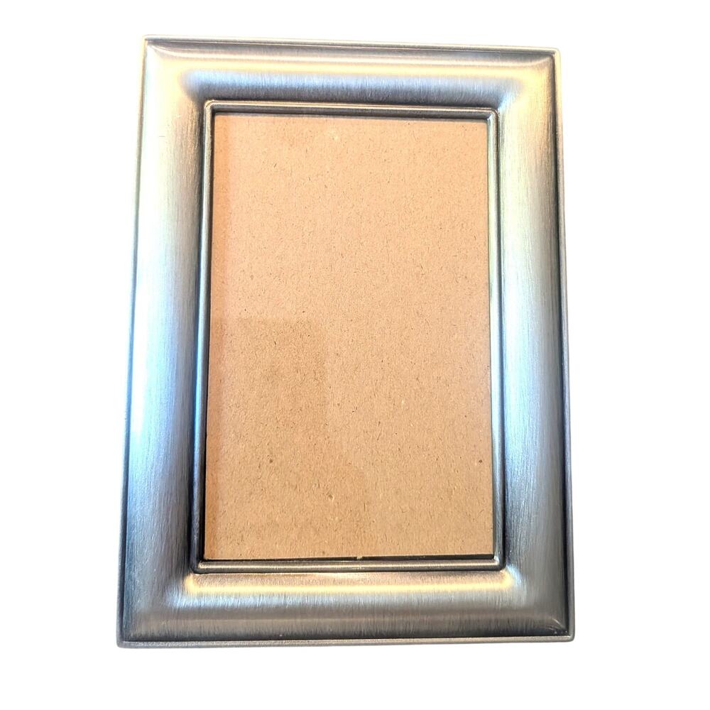 Vintage Silver Tone Picture Frame 3.5 X 5.5 Black Velvet Back